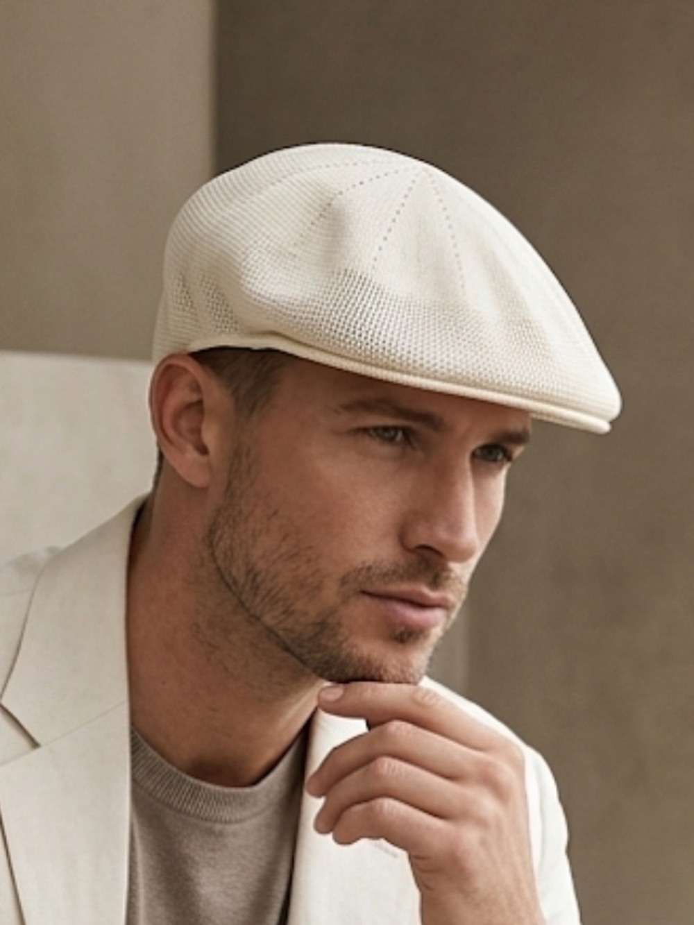 Young An Hat ivory mesh summer flat cap beret